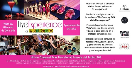 Pistaccio Live Experience! 28 de Marzo, Hilton Diagonal Mar